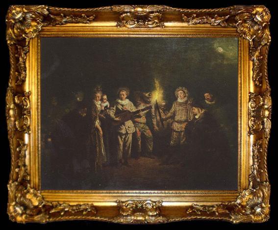 framed  Jean antoine Watteau Die italienische Komodie, ta009-2